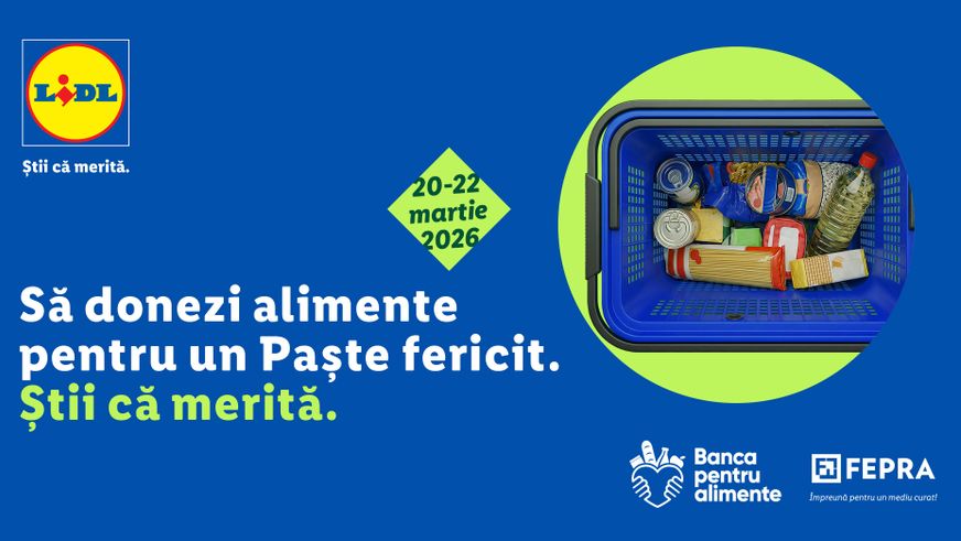 Lidl România invită clienții să se alăture colectei de alimente din magazinele sale, în perioada 20-22 martie