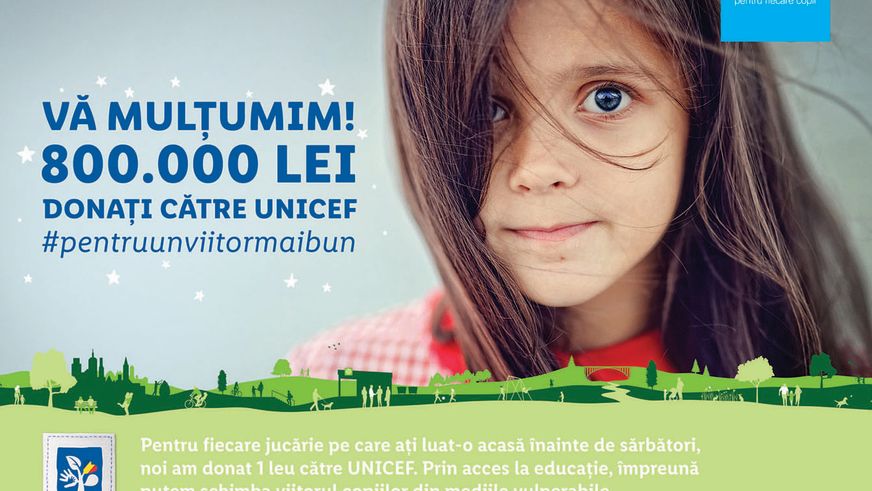 Pentru că doar patru din cinci copii termină clasa a VIII-a și doar șapte din zece termină liceul sau școala profesională, Împreună cu clienții săi, Lidl contribuie la reducerea riscului de abandon școlar și investește 800.000 lei în programul derulat de UNICEF