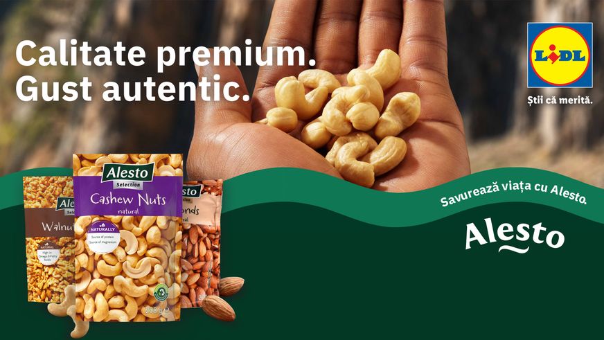 Alesto, marca proprie Lidl, se îndreaptă spre poziția de lider în Europa în segmentul de gustări. Cu această ocazie, produsele vor avea un nou design de ambalaje, și se axează și mai mult pe calitate și răsfăț