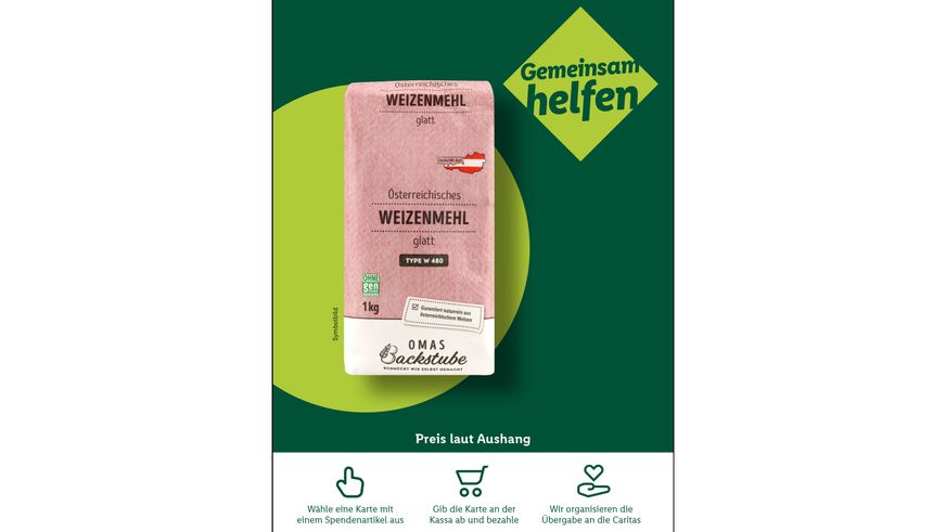 Spendenkärtchen Weizenmehl für Spendensammelwoche