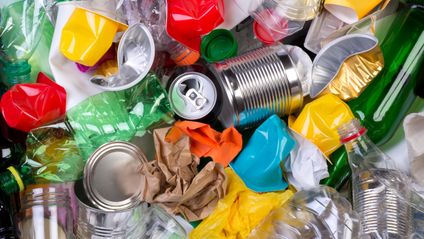 Separately collected recyclables such as plastic, metal, and paper.