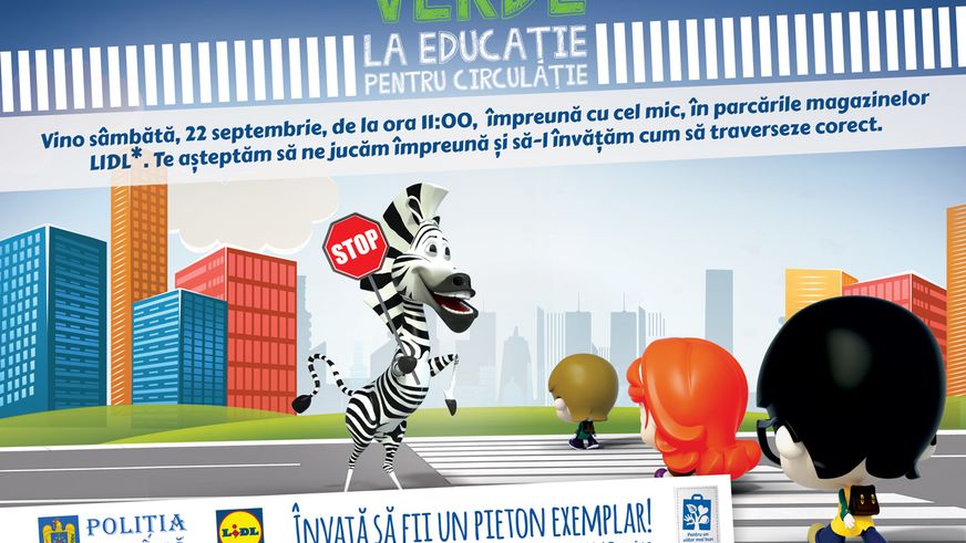 Lidl și Poliția Română organizează a șasea ediție a campaniei naționale pentru siguranța copiilor Verde la educație pentru circulație