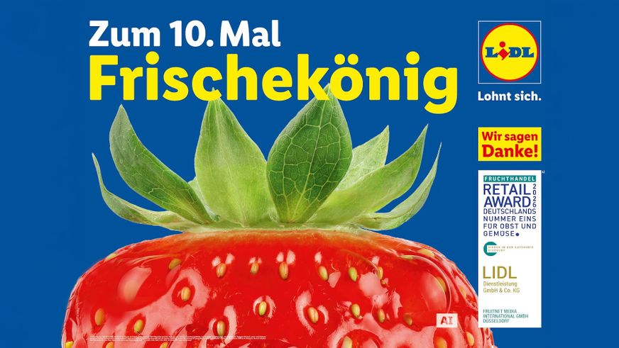 Frischekönig feiert Jubiläum: Lidl gewinnt zum zehnten Mal den Retail Award