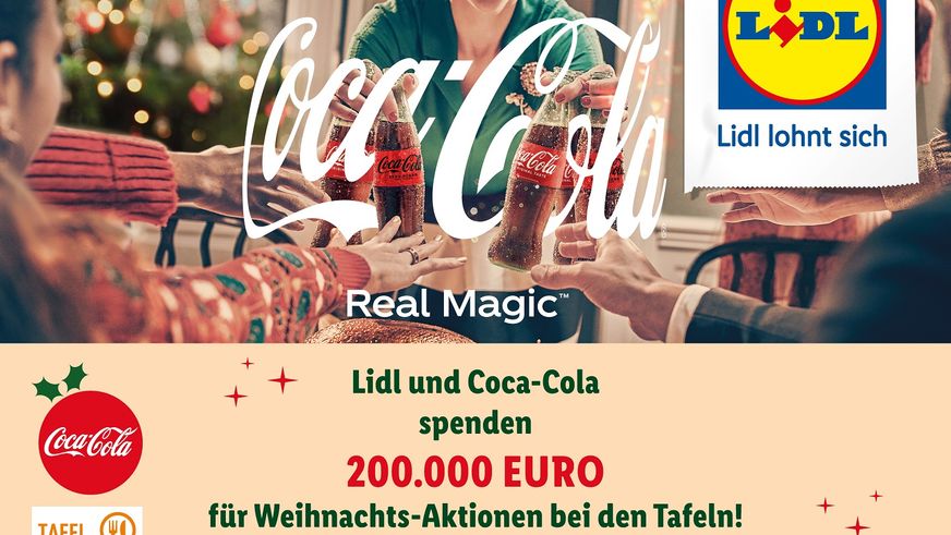 Lidl und Coca-Cola spenden 200.000 Euro für Weihnachtsaktionen der Tafeln . | Foto: Lidl