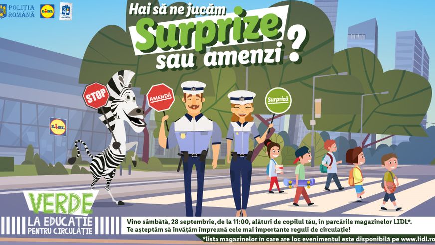 Lidl și Poliția Română dau „Verde la educație pentru circulație”, la cea de-a șaptea ediție a evenimentului național pentru siguranța în trafic a copiilor