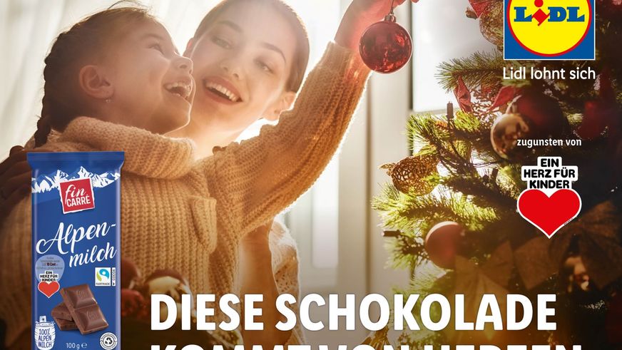 Lidl unterstützt “Ein Herz für Kinder“ durch den Verkauf von Schokolade