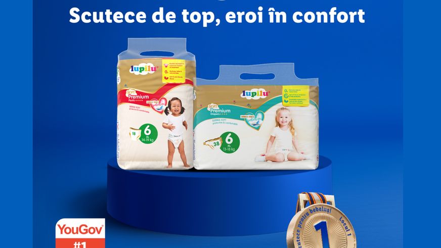 Lupilu, marca proprie Lidl, este alegerea numărul 1 a părinților în categoria de scutece pentru bebeluși, conform datelor YouGov® România
