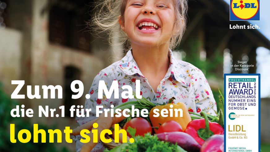 Neunmal an der Spitze: Lidl ist Deutschlands Champion für Obst und Gemüse