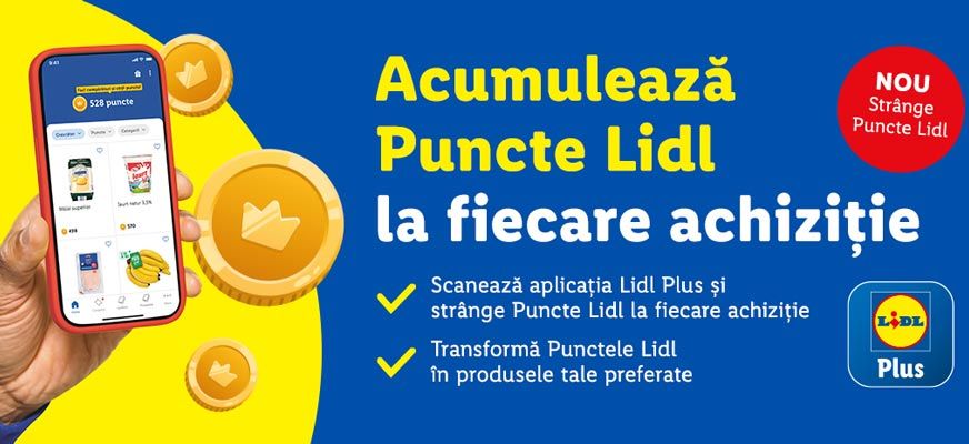 Lidl România introduce un nou beneficiu în aplicatia Lidl Plus care le oferă clienților recompense la cumpărături